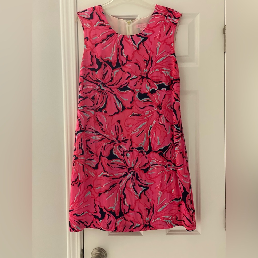 Lilly Pulitzer blue/pink sleeveless a-line dress